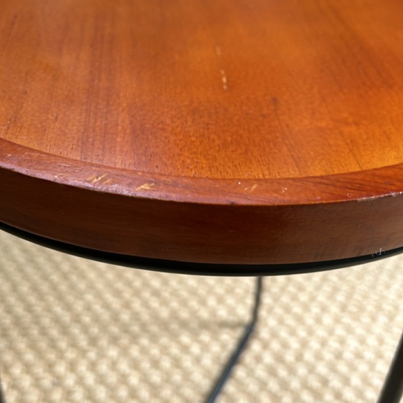 🚫NOT f/ SALE🚫 MCM Vintage small round side table wood/metal - Picture 6 of 10